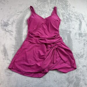 Aidonger Swim Dress Womens Large One Piece Ruched Tummy Control Swimwear Bathing